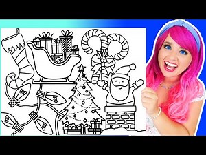 Coloring Christmas Pictures Santa, Candy Canes, Christmas Tree, Stocking, Sleigh & Christmas Lights