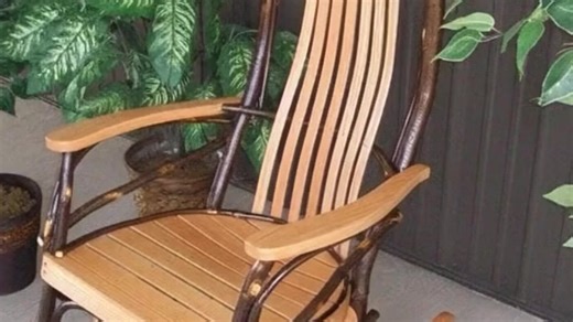 A&L Furniture Amish Hickory Rocking Chair. Made with real hickory sticks and rustic hickory slats and arms Hickory sticks are steamed and hand bent to give each piece its own unique look & character | Rocking Furniture | Facebook