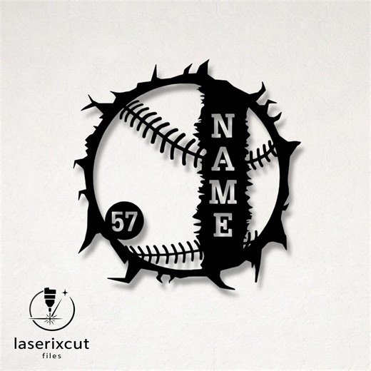 Customizable Baseball Laser Cut Vector Files - SVG, DXF, Glowforge, Cricut, CNC, Metal Wall Art, Sports Decor, Team Gift, Instant Download - Etsy