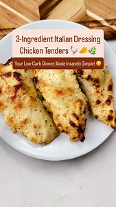 3-Ingredient Italian Dressing Chicken Tenders 🐓🧀🌿 Unleash a ton of zesty, savory flavor with this incredibly simple recipe! A perfect, juicy, and tender low-carb meal for any night of the week. 😋 What You Need: 🐔 4-6 chicken tenders (about 1 lb) 🥗 1/2 cup low-carb Italian dressing 🧀 1/2 cup grated Parmesan cheese 🌿 Optional: Extra seasonings like garlic powder, onion powder, and black pepper How to Make Them: 1️⃣ Begin by preheating your oven to 425°F (220°C). 2️⃣ Place the chicken tende