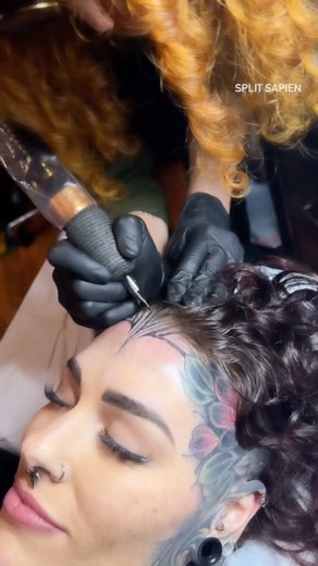 Kay Komodo on Instagram: "Don’t settle for labels or boxes— just enjoy your adventures! We all have a unique path to explore in our particular body— honor yourself and have fun, my friends. 🫶🏽🥰🖤 . . . . inked by @everlytattoo #tattoos #facetattoo #facetattoos #forehead #iamart #tattootime #inkedup #androgynous #myjourney #tattooshop #killstar @killstar"