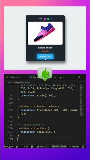 🛍️ Product Card with Swipeable Images | HTML, CSS & JS #webdevelopment #coding #htmlcssjavascript