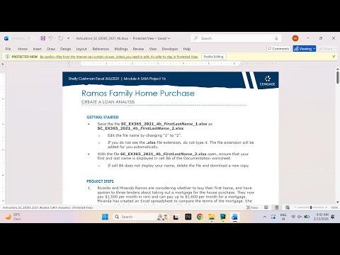 Shelly Cashman Excel 365/2021 | Module 4: SAM Project 1b Ramos Family Home Purchase