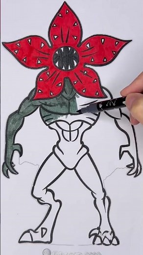 🎨Colouring Demogorgon from Stranger Things ❤️😍🎨#coloring #art #strangerthings #demogorgon