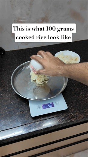 shocking how 100 grams cooked rice look like 🤦
