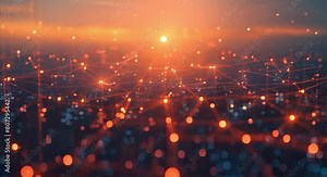 Crowd network showing connections in a smart city with WiFi technology. Concept Smart City, WiFi Technology, Crowd Network, Connections, Urban Infrastructure