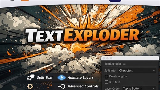 AE文字拆分断开分裂动画特效脚本插件 Aescripts - TextExploder v3.0.003