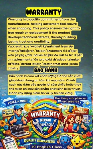 "Bảo hành" tiếng Anh là gì? #vocabulary #19english #studywith #hoctienganh #studywithme