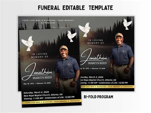 8 Pages Male Funeral Program Template , Fishing Memorial , Obituary Program , Memorial Program for Celebration of Life , Printable Funeral - Etsy