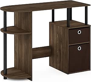 Amazon.com: Furinno JAYA Simplistic Computer Study Desk, Columbia Walnut/Black/Dark Brown : Home & Kitchen