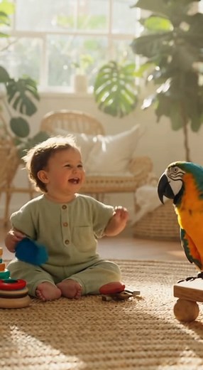 "When the baby starts a conversation with the parrot—could this be the start of a lifelong friendship? 🦜👶💬" #BabyAndParrot #CuteConversations #AnimalFriends #TalkativeBaby #AdorableMoments | Animal Planet673