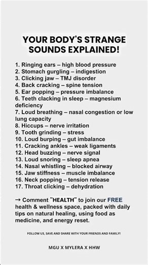 Your Body's Strange Sounds Explained! 👇#healthandwellness
