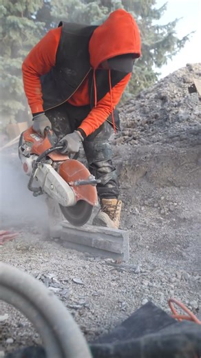 Cutting a Concrete Block | New Landscape Renovation Project by AHS