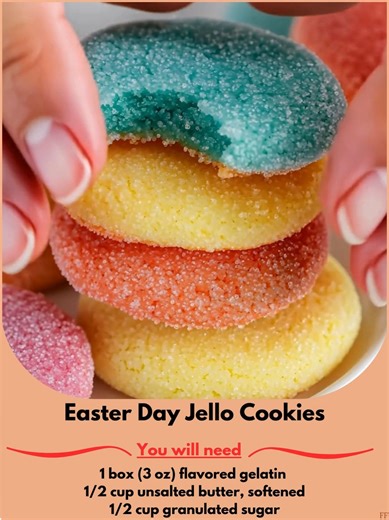 Easter ✨ Day Jello Cookies Ingredients: 1 box (3 oz) flavored gelatin (such as strawberry, lemon, or lime for Easter colors) 1/2 cup unsalted butter, softened 1/2 cup granulated sugar ..... Full Recipe in Coʍmеոτ   | Recipe Center | Facebook