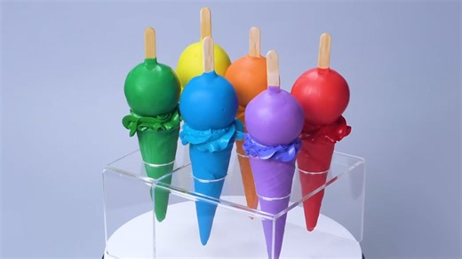 Colorful ice cream cake pops display