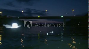 Mayflies flying in slow motion over the river, filming from boat