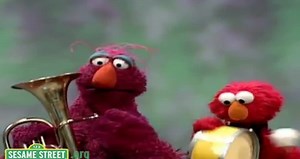 Sesame Street Tuba and Drum Elmo and Telly Cooperate