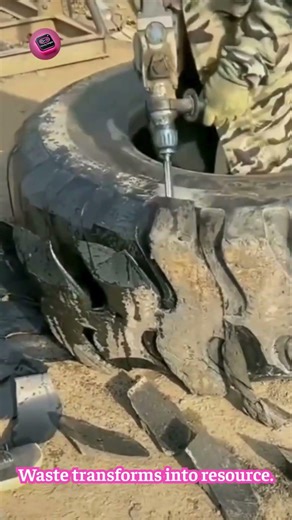 TIRE RECYCLING PROCESS — worn rubber reborn into usable material #EcoEngineering