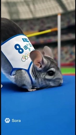 チンチラ代表、奇跡のジャンプ！🏅【AI動画】 Chinchilla Olympic High Jump Champion!🏅【AI Animation】