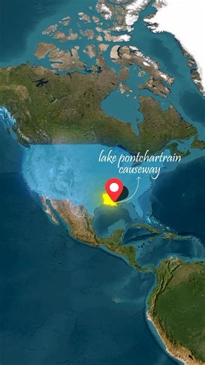 World’s Longest Water Bridge 🌊🚗 . Did you know? 🌍 Louisiana, USA me ek aisa bridge hai jo 38.5 km tak paani ke upar seedha chalta hai — bina ek bhi turn ke! 🌊🚗 Iska naam hai Lake Pontchartrain Causeway, aur drivers ko beech me land dikhai nahi deta… isliye kai log panic ho kar emergency call tak kar dete hain! 😨🌫️ Guinness World Record holder 🔥 9500 concrete pillars 🏗️ Daily 40,000 cars cross 🚘 Aap is bridge par chalne ki himmat rakhte ho? 🤔😅 #facts #shorts #worldrecord #usa #bridge 