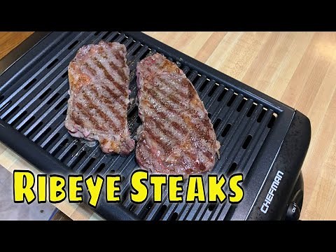 Ribeye Steaks on the Chefman Electric Smokeless Indoor Grill