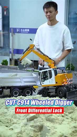 5.8K views · 163 reactions | 15° slope? No problem for the C914 4×4 Wheeled Excavator!  Working with the 1/14 K3367 8x8 Metal Hydraulic RC Tipper, it shows how wheeled excavators combine speed and flexibility — while still sharing similar digging power with tracked on stable ground.#RCmodel #Toucanhobby #RCworld #Excavator #RC #RClife #RClover | oliverhobby.com | Facebook