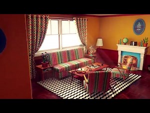 Customizable Retro Living Room