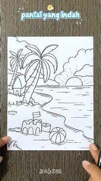 Menggambar pantai sesuai permintaan teman teman nih #menggambar #caramenggambar #drawing