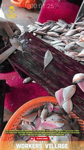 **"Fish Cutting Skills with High Speed ​​and Precision"** #workersvillage #skilledworkers #skills