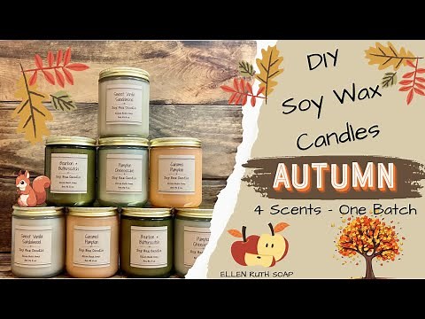 DIY How to Make BEAUTIFUL Soy Wax Autumn Inspired Candles 🍁 (1 Batch - 4 Scents) #gift