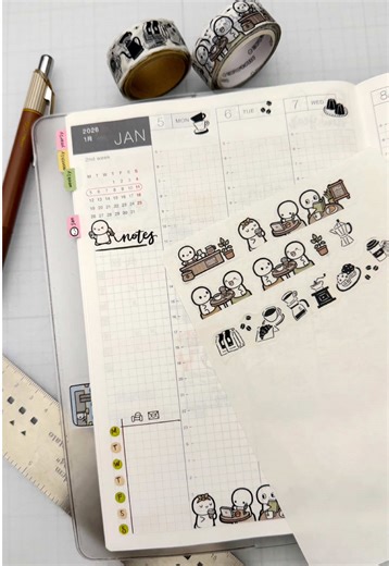 Cute Coffee Shop Vibe Weekly Planner Setup