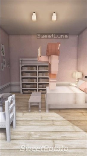 Cutesy Light Pink Bedroom - Minecraft Cocricot Mod #cocricot #cute #bedroomdesign