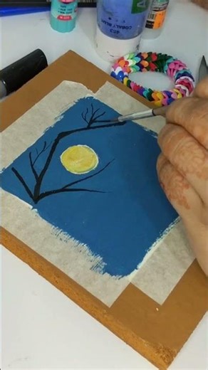 "Painting a Moonlit Tree Scene: A Step-by-Step Acrylic Tutorial"#acrylicpainting #art