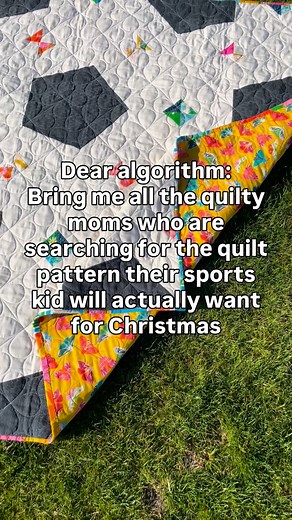 Need a modern sports-inspired quilt pattern for your kiddo? I got you 🤝 The best part? You can still make one to gift for Christmas this year 🙌🏻 Comment GOSPORTS and I’ll DM you a link to shop all patterns #sportsquiltpatterns #sportsquilt #soccerquilt | Jessica Steele Design