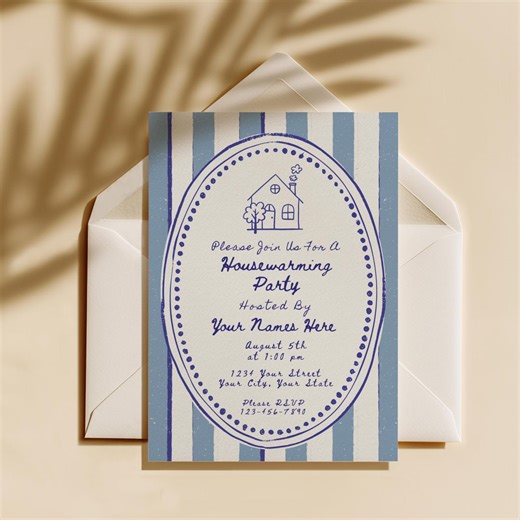 Housewarming Party Invitation Template, Light Blue New Home Invite, Printable & Mobile Versions (digital Download) - Etsy