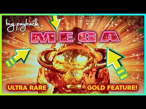 ULTRA RARE MEGA Gold Feature → HUGE WIN on Buffalo Mega Stampede Slots!