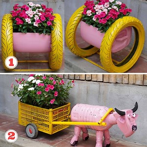 10K views · 268 reactions | Making a planter with a plastic container and tires | Great DIY Idea | Facebook