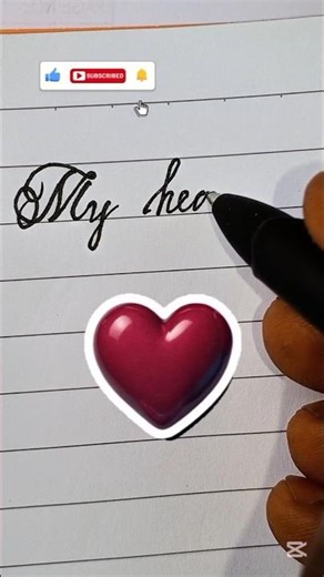 "My heart 💜" In Cursive Writing Tutorial #shorts #calligraphy #satisfying #trending #relaxing #art