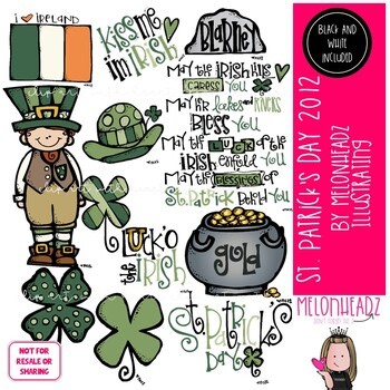 St Patrick's day clip art, leprechaun, shamrock COMBO PACK
