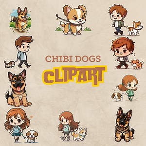 Adorable Chibi Dog Clipart Bundle, 28 PNG (downloadable File) - Etsy Australia