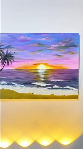 EASY ART! Sunset painting / Melukis sunset menggunakan cat acrylic di kanvas
