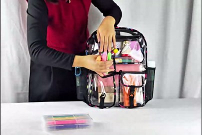 Clear Backpack for Girls, School Kids Heavy Duty See Through Bookbag Unicorn Transparent Backpack with Thicker Strap, Black