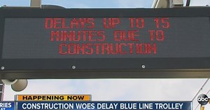 No blue line trolley E St. to Iris Monday night