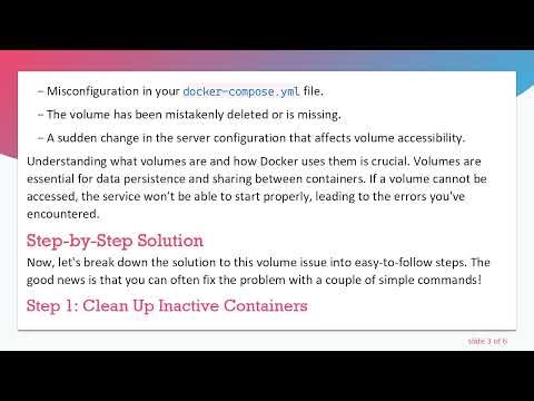 Troubleshooting Docker-compose Start Command: Fixing the "No Volume Error"