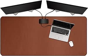 ZORESYN Large Mouse Pad (120x60cm) - PU Leather Gaming Mousepad Desk Mat - Nonslip Base and Waterproof Desktop Keyboard Extended Mouse Mat (Light Brown)