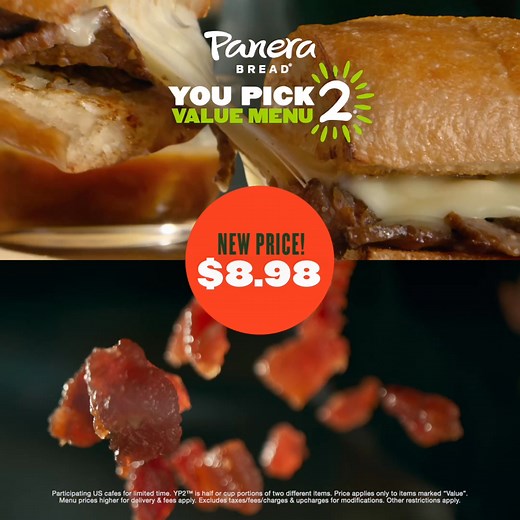 Introducing Panera's NEW You Pick Two® Value Menu with 10 craveworthy options to choose from. Get two faves for just $8.98! | Panera Bread