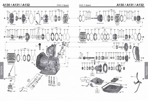 Transmission repair manuals A130 (A131L , A132L) - Rebuild instructions