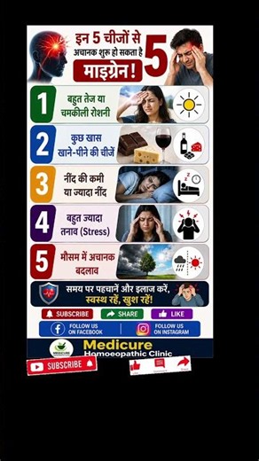 माइग्रेन🚨 बढ़ाने वाले 5 खतरनाक⚠️ ट्रिगर #HealthTips