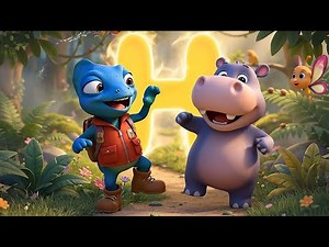 H is for Happy Hippo! 🦎🦛 | Learning Safari Letter H Song