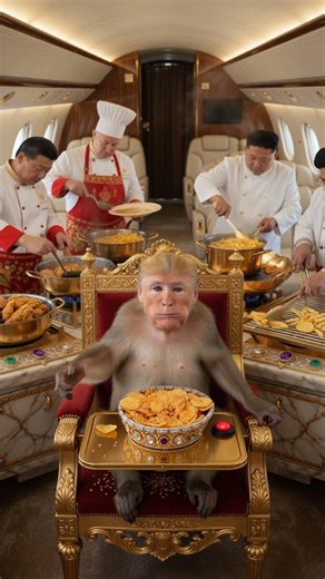 TRUMP-MONKEY & THE RED BUTTON! 🐒🍟 The World's Most "Power-Thirsty" Snack King! #Shorts